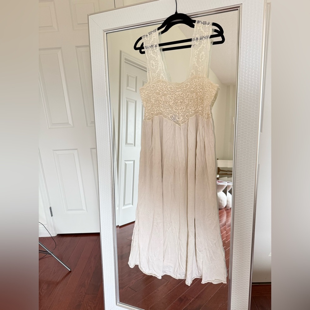 Lace-Trim Ivory Maxi Dress - Women